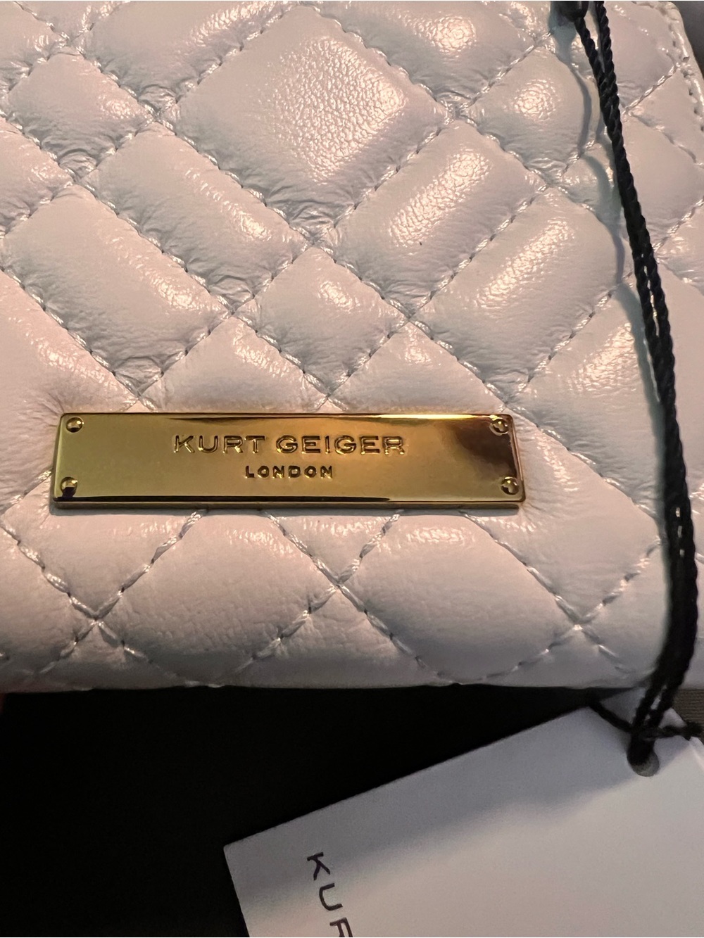 Kurt Geiger Brixton Quilted White Mini Wallet with Gold Plaque - Picture 6 of 9